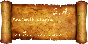 Stefanik Aletta névjegykártya
